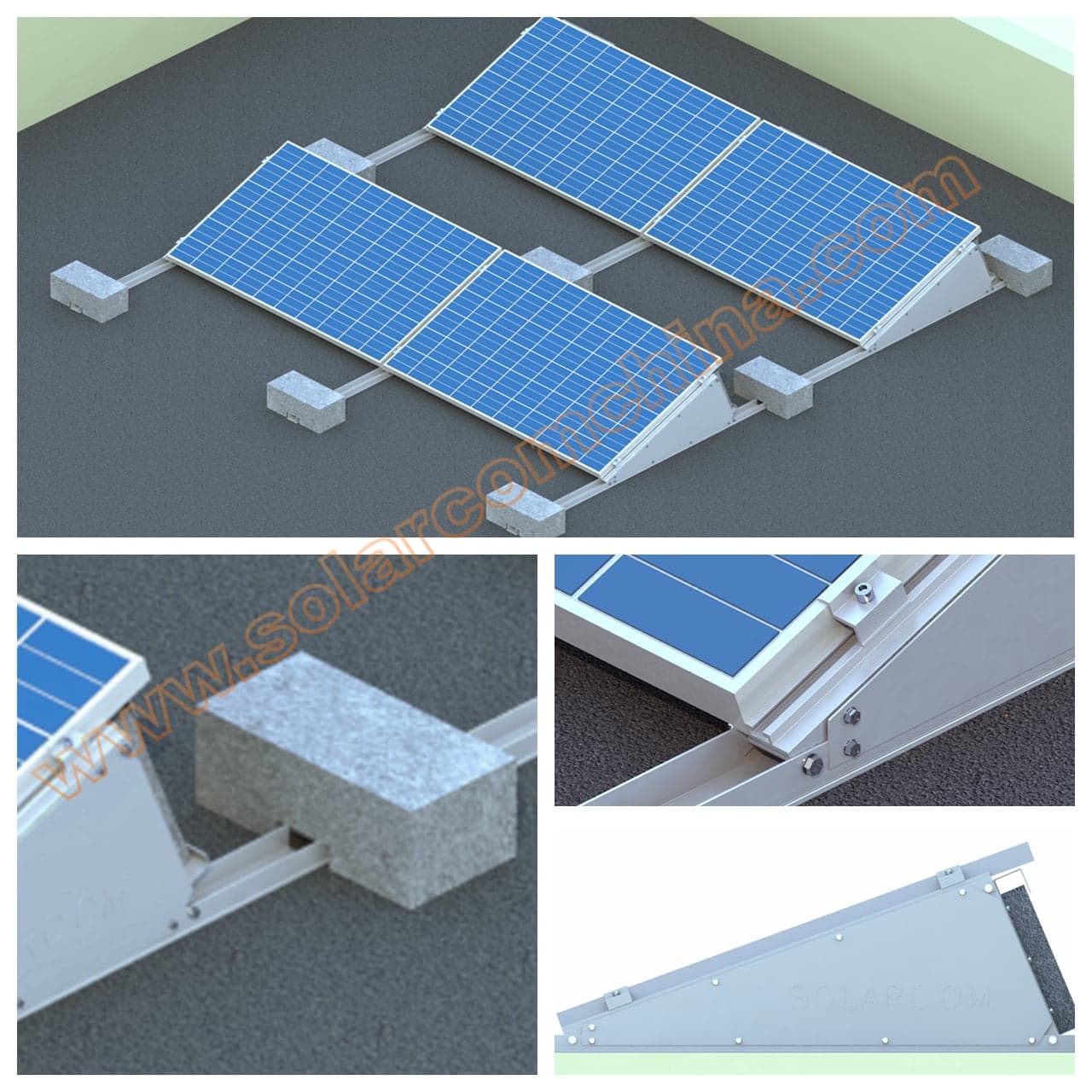 Adjustable Flat roof mounting system-Windstream...