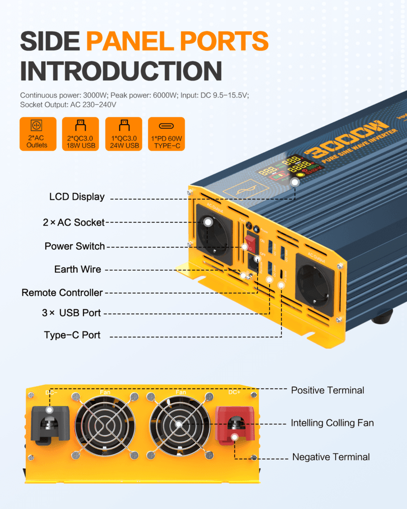 3000W Pure Sine Wave Power Inverter