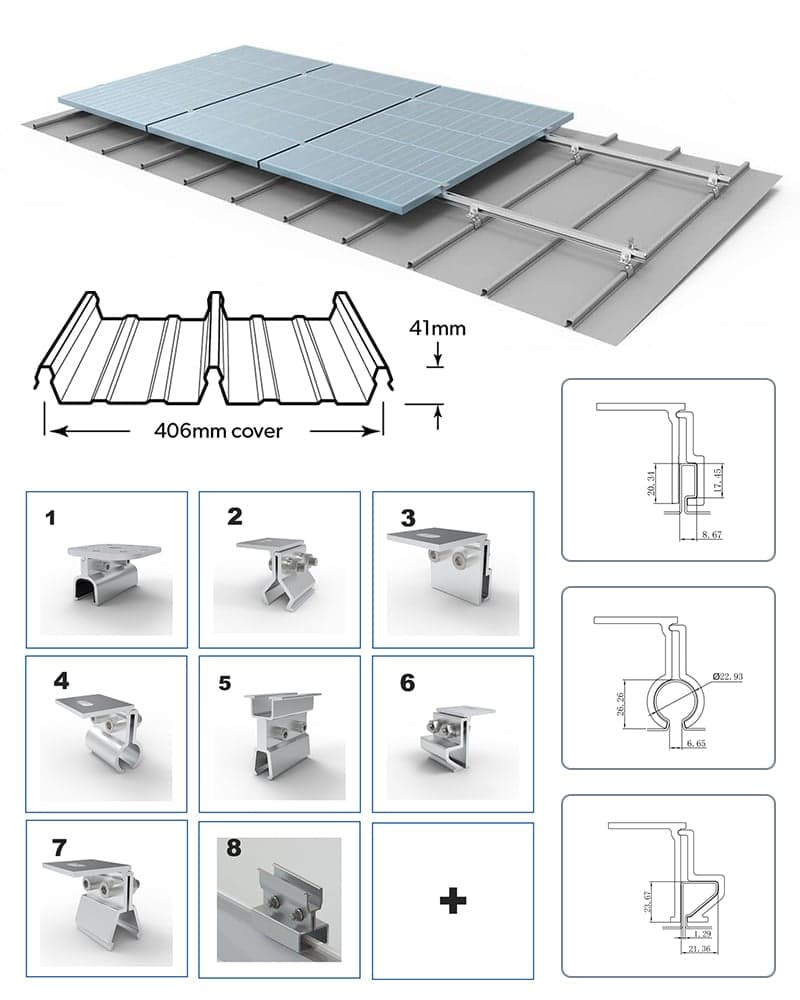 Solar Roof Clamp Railles Kliplok Kitss