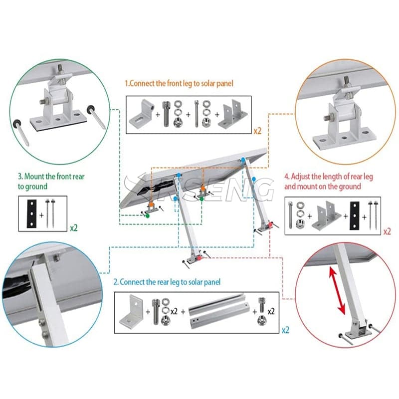 Adjustable Front Leg Rear Leg Solar Bracket